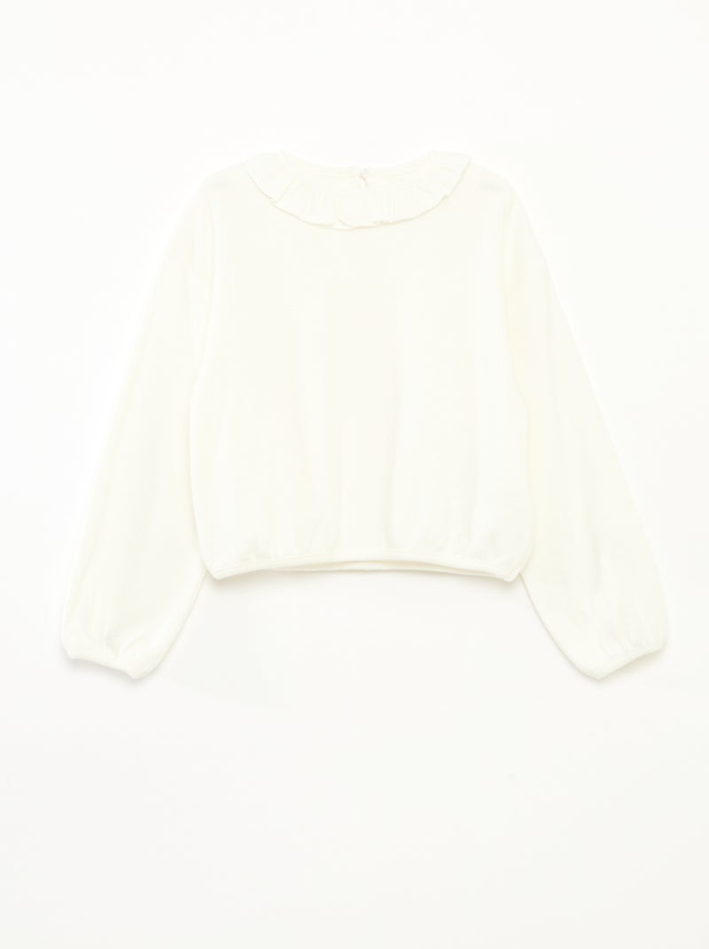 T-shirt in maglia soffice tinta unita Bianco Bambina