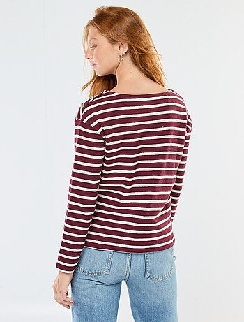 T-shirt in maglia spessa a maniche lunghe con righe all-over