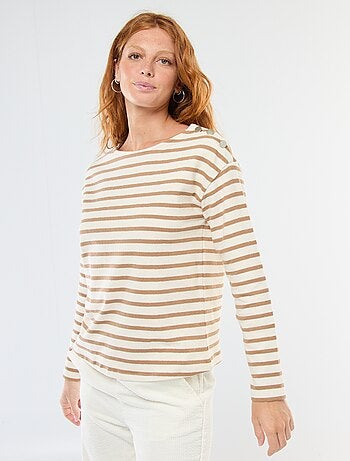 T-shirt in maglia spessa a maniche lunghe con righe all-over