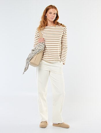 T-shirt in maglia spessa a maniche lunghe con righe all-over