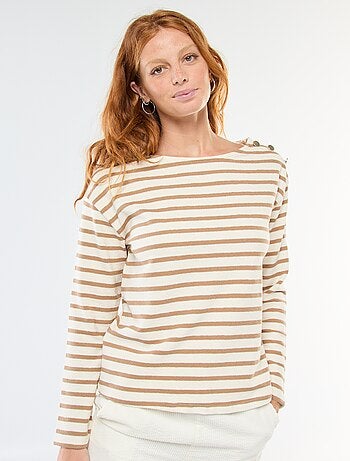 T-shirt in maglia spessa a maniche lunghe con righe all-over