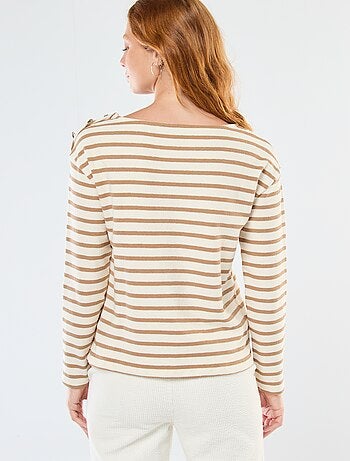 T-shirt in maglia spessa a maniche lunghe con righe all-over