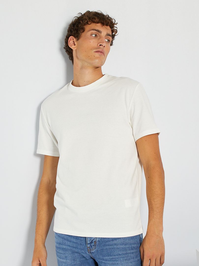 T-shirt in maglia testurizzata Bianco - Kiabi