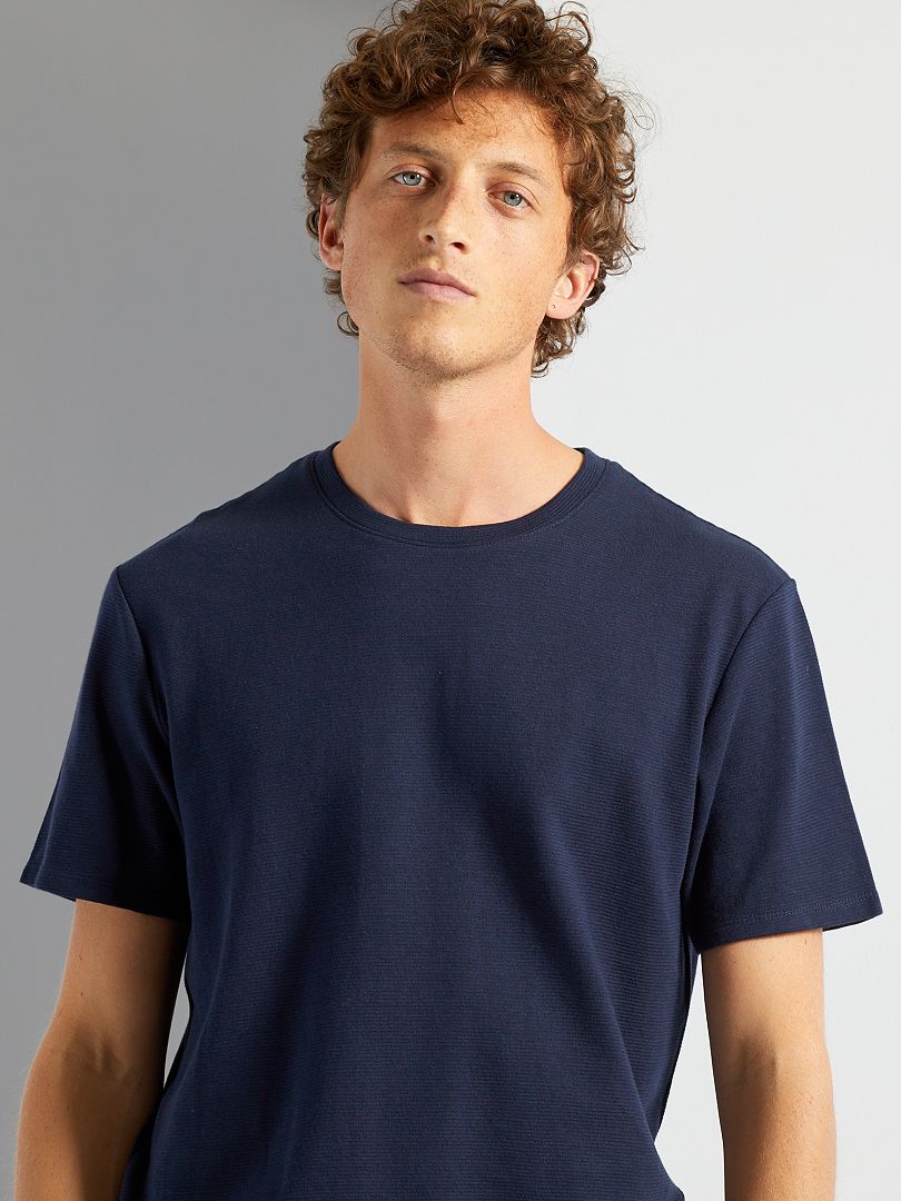 T-shirt in maglia testurizzata blu - Kiabi