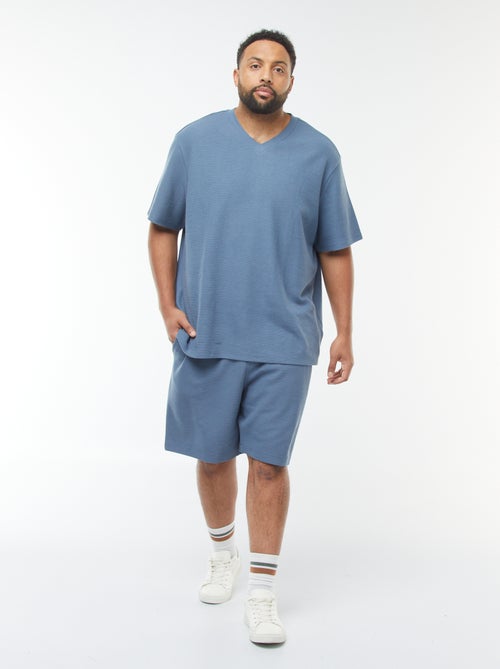 T-shirt in maglia testurizzata e scollo a V - Kiabi