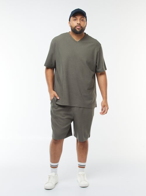 T-shirt in maglia testurizzata e scollo a V - Kiabi