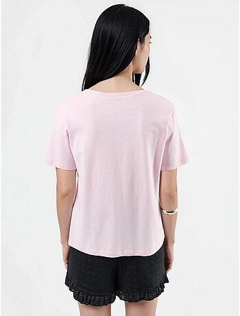 T-shirt in maglia tinta unita con scollo a v busem