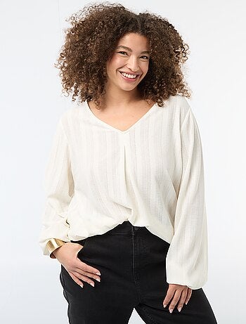 T-shirt in maglia traforata a maniche corte