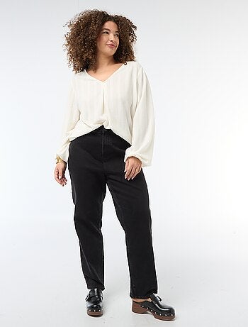 T-shirt in maglia traforata a maniche corte