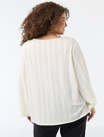 T-shirt in maglia traforata a maniche corte