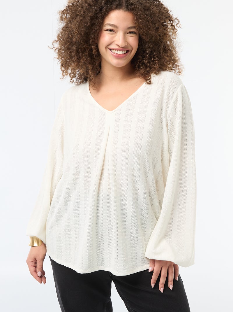 T-shirt in maglia traforata a maniche corte Bianco - Kiabi
