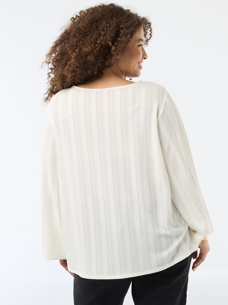 T-shirt in maglia traforata a maniche corte Bianco - Kiabi