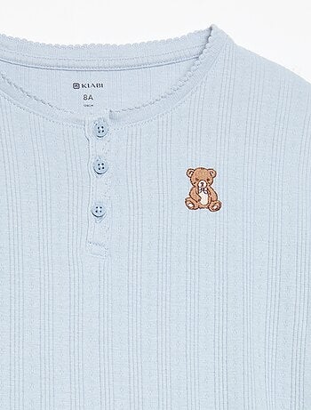 T-shirt in maglia traforata a maniche lunghe