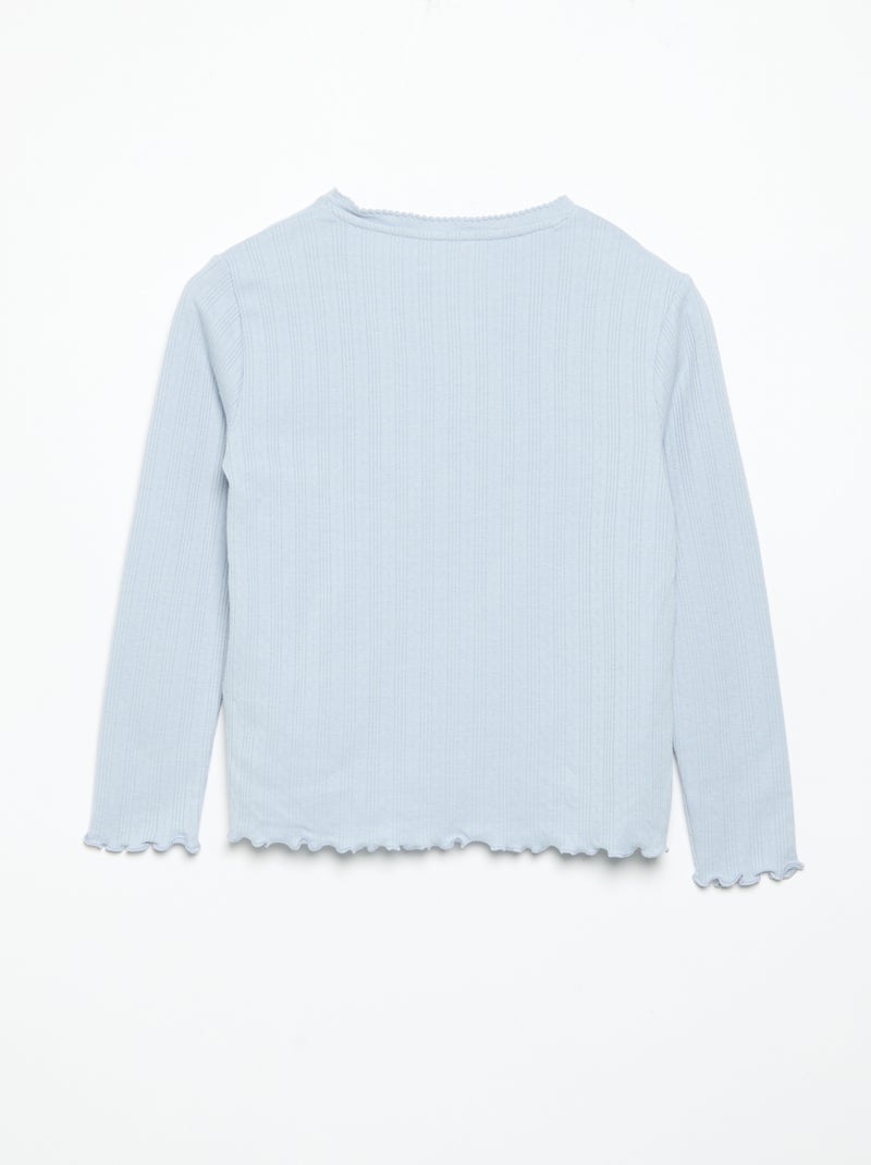 T-shirt in maglia traforata a maniche lunghe Blu - Kiabi