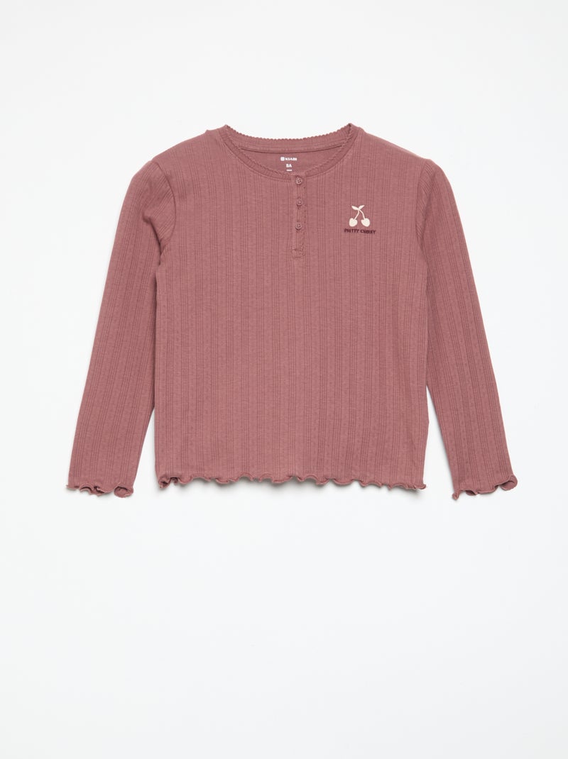 T-shirt in maglia traforata a maniche lunghe Rosso - Kiabi