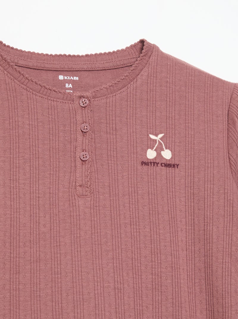 T-shirt in maglia traforata a maniche lunghe Rosso - Kiabi