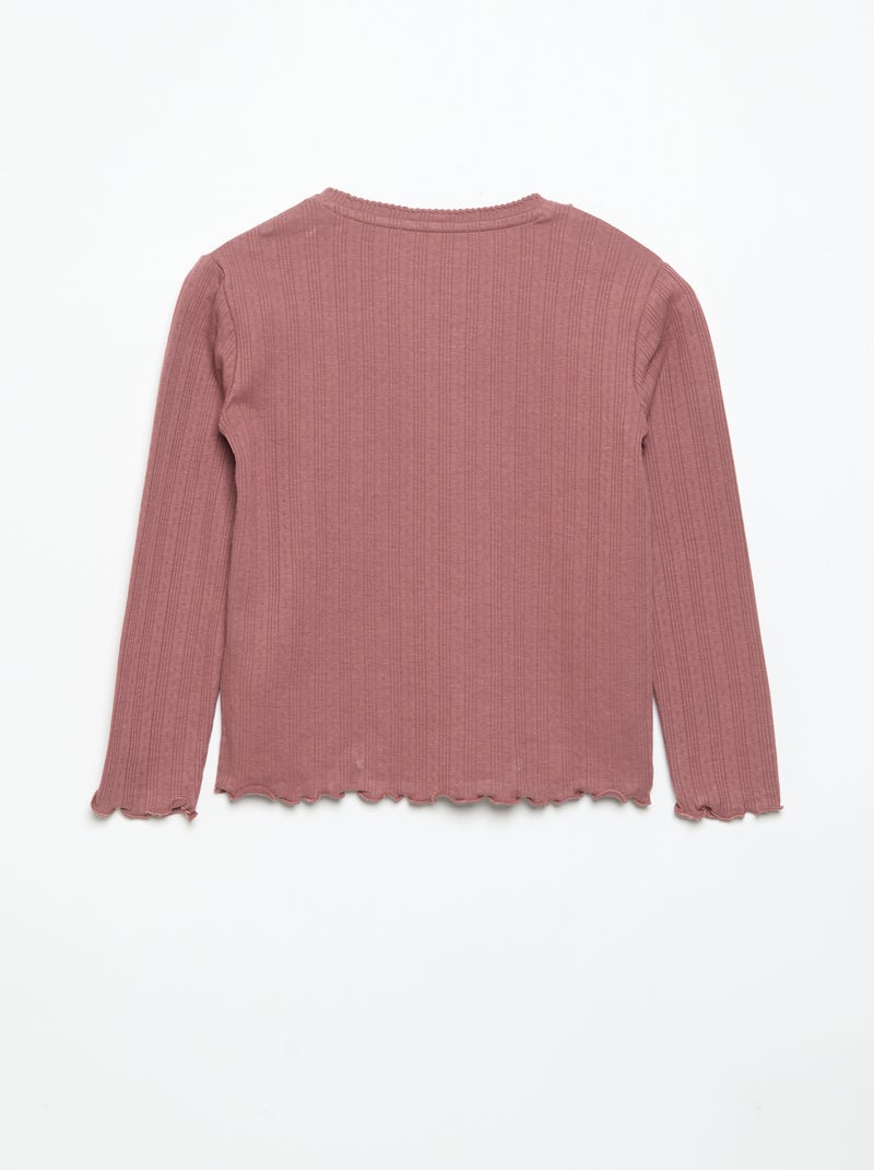 T-shirt in maglia traforata a maniche lunghe Rosso - Kiabi