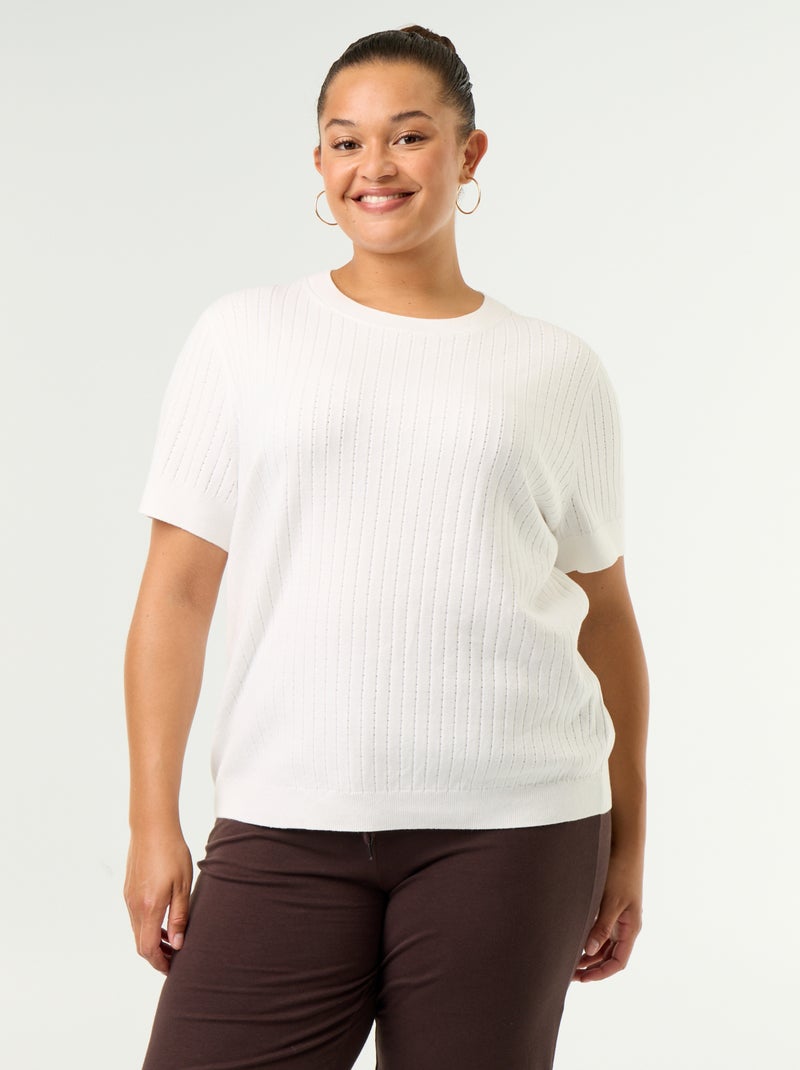 T-shirt in maglia traforata Bianco - Kiabi