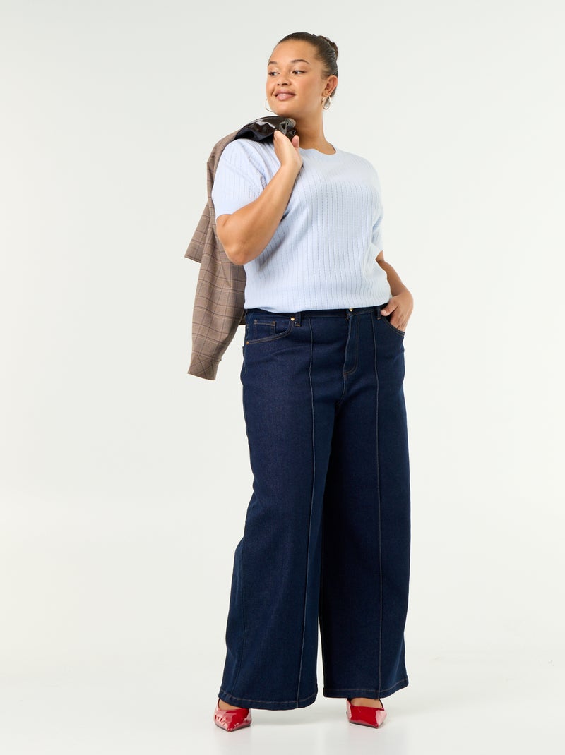 T-shirt in maglia traforata Blu - Kiabi