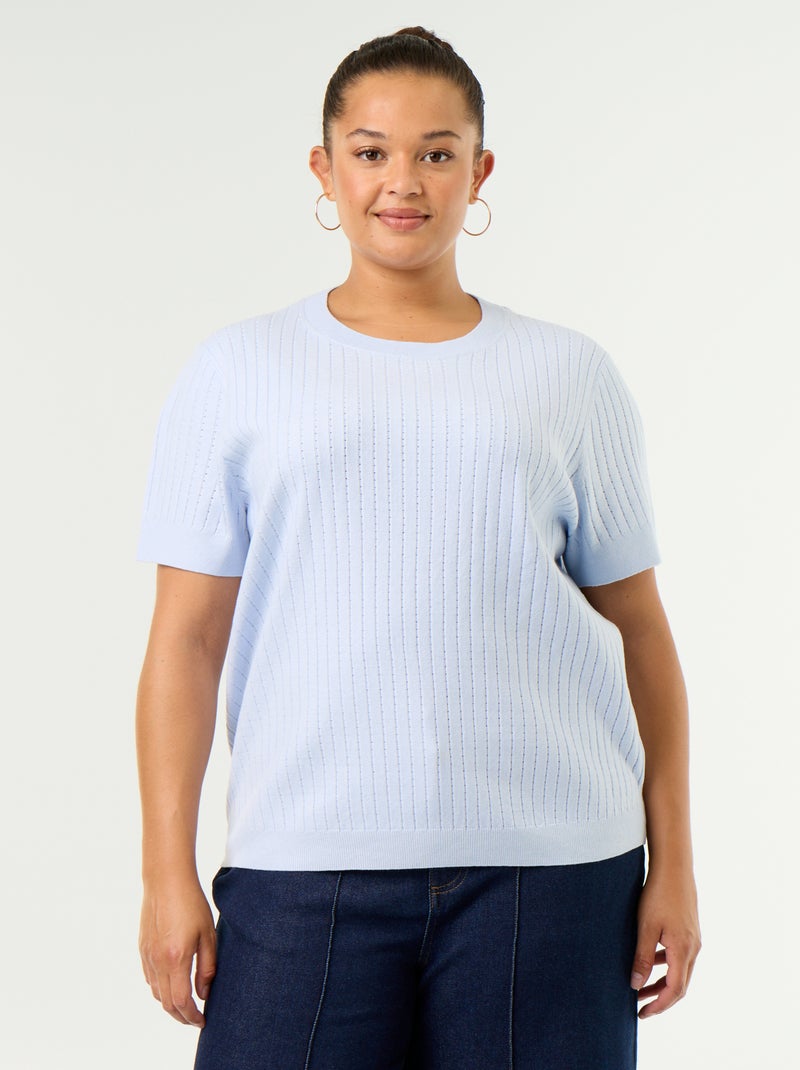 T-shirt in maglia traforata Blu - Kiabi