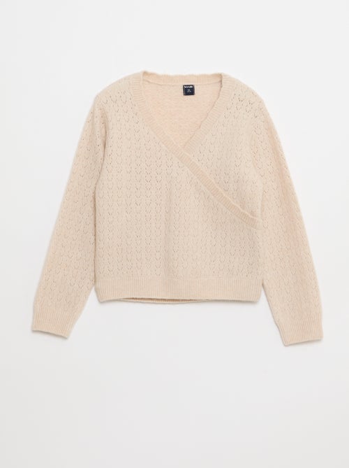 T-shirt in maglia traforata con scollo a cuore - Kiabi