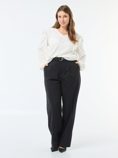 T-shirt in maglia traforata con spalle a volant - Kiabi