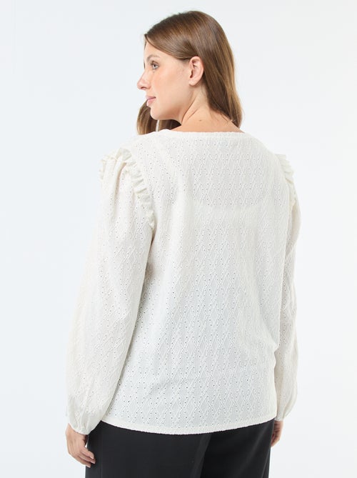 T-shirt in maglia traforata con spalle a volant - Kiabi