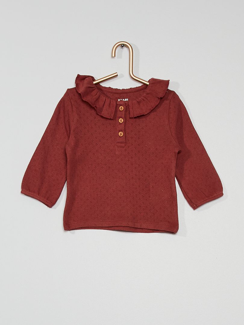 T-shirt  in maglia traforata rosso mattone - Kiabi