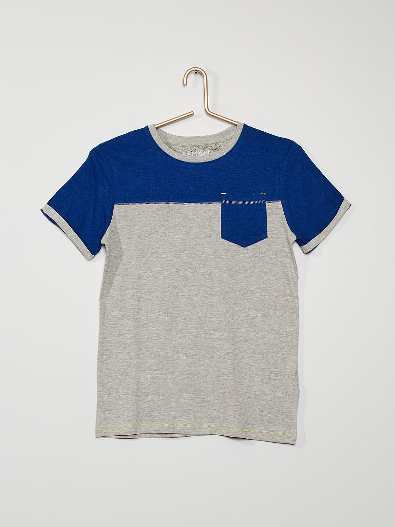 T-shirt in maglia variegata con tasca grigio - Kiabi