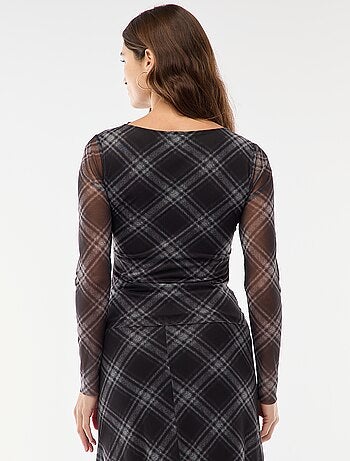 T-shirt in mesh con arricciature