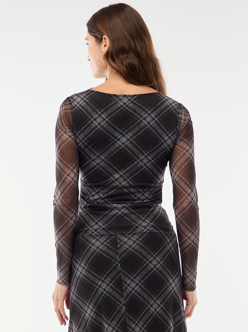 T-shirt in mesh con arricciature - Kiabi