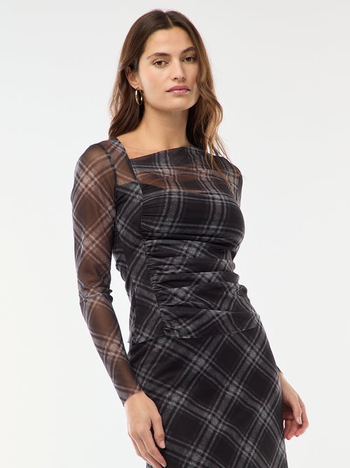 T-shirt in mesh con arricciature - Kiabi