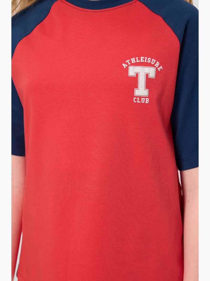 T-shirt in misto cotone tommy Blu marino/Rosso - Kiabi