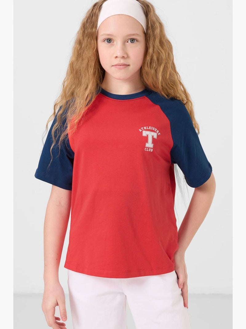 T-shirt in misto cotone tommy Blu marino/Rosso - Kiabi