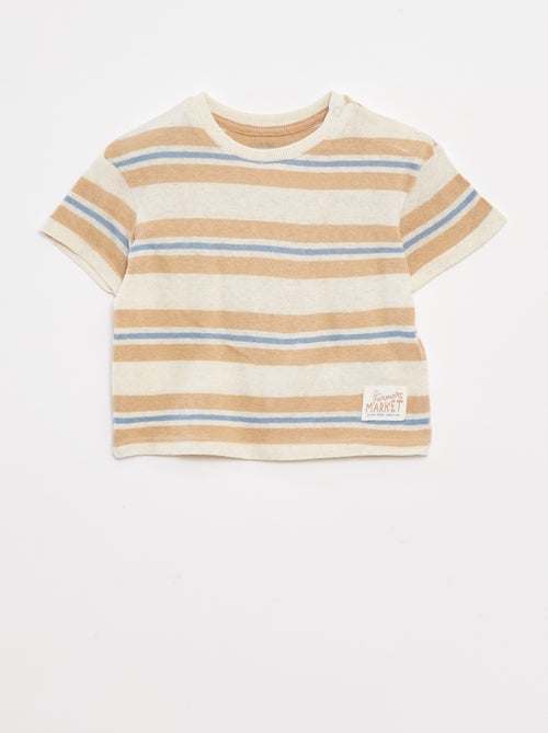 T-shirt in misto lino a righe - Kiabi