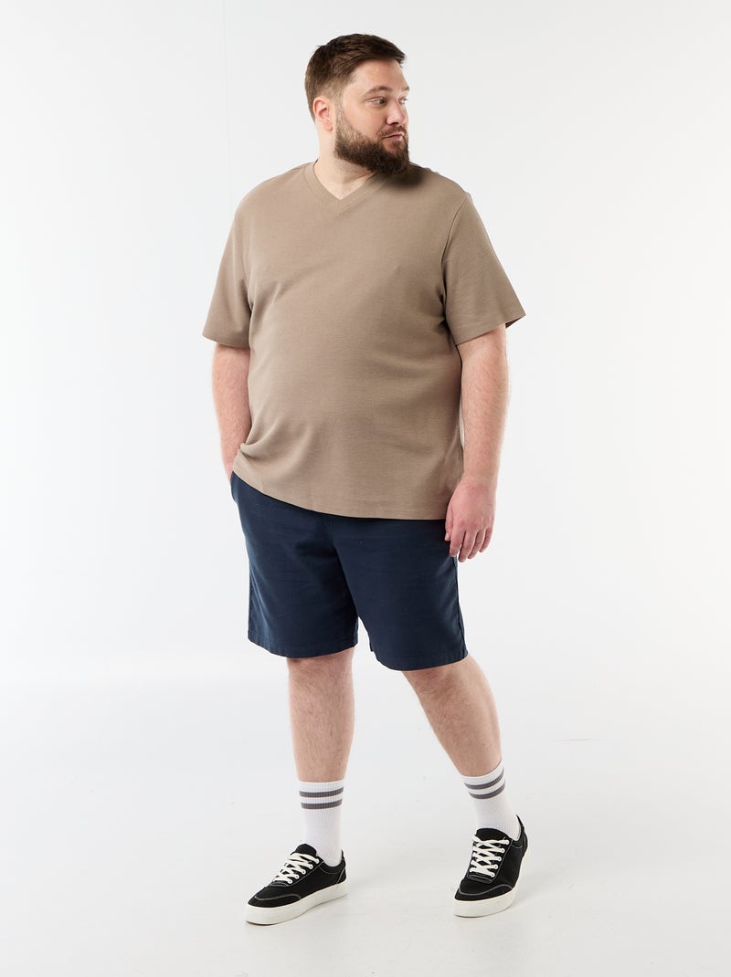 T-shirt in piqué a maniche corte Beige - Kiabi