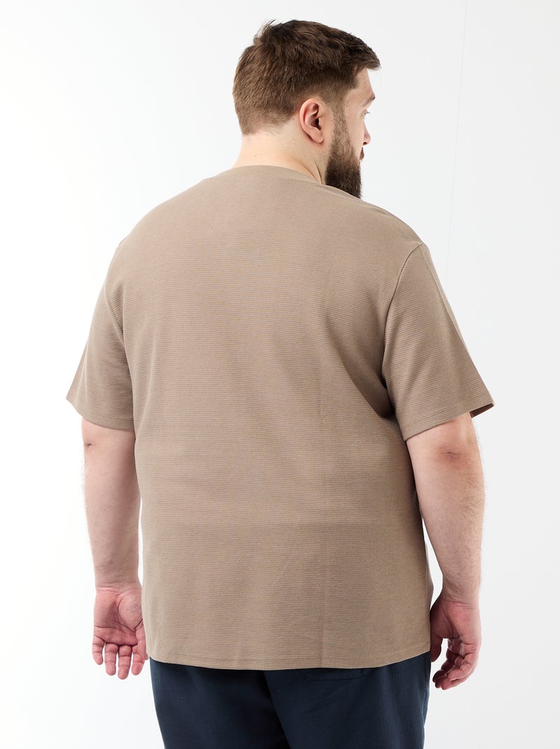 T-shirt in piqué a maniche corte Beige - Kiabi