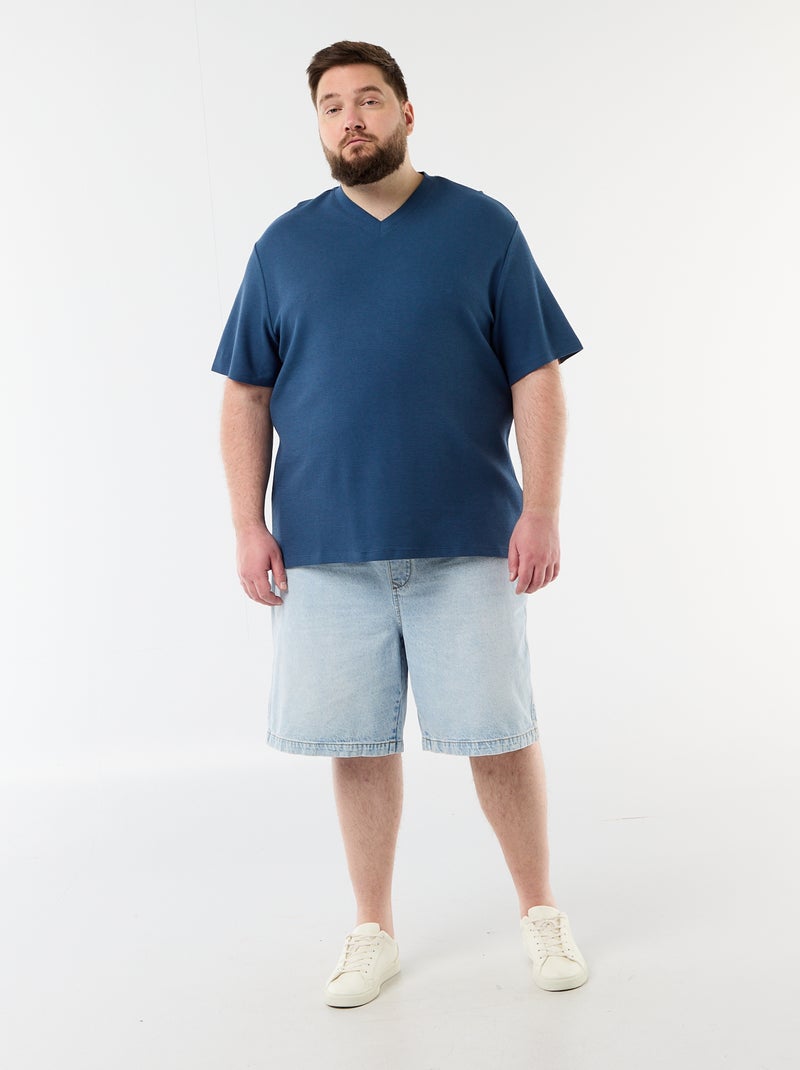 T-shirt in piqué a maniche corte Blu - Kiabi