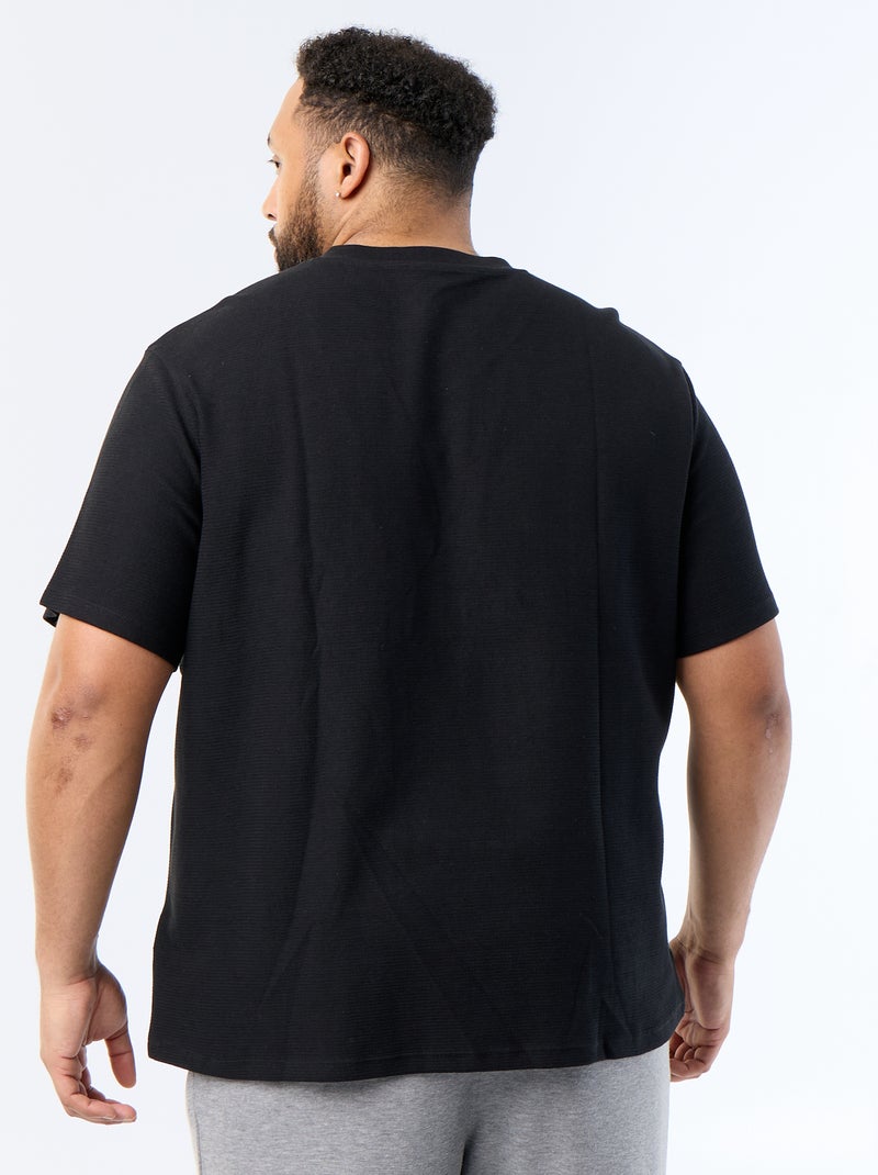 T-shirt in piqué a maniche corte Nero - Kiabi