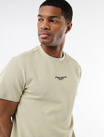 T-shirt in piqué di cotone a maniche corte