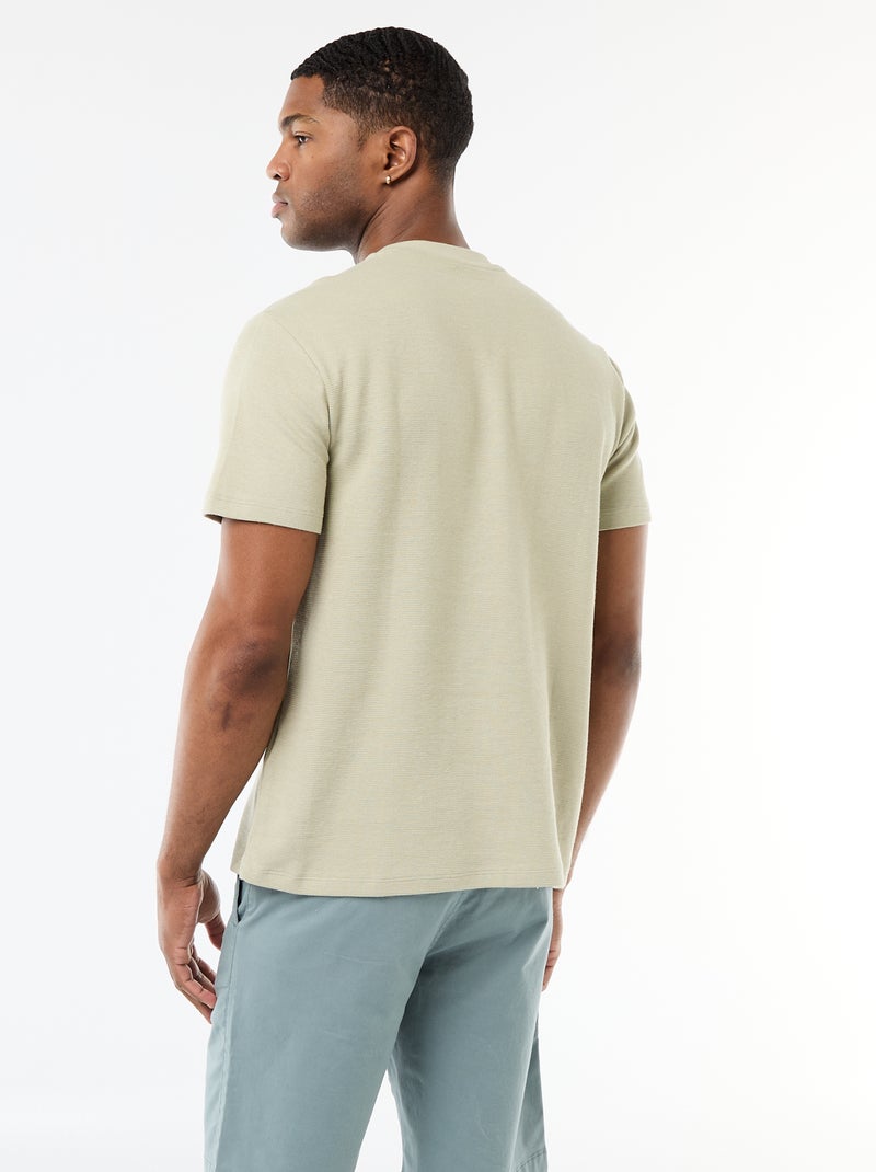 T-shirt in piqué di cotone a maniche corte Beige - Kiabi