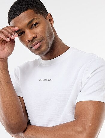 T-shirt in piqué di cotone a maniche corte