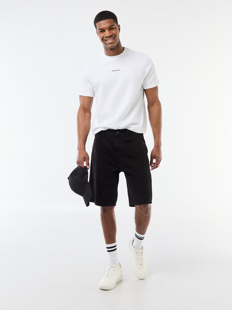 T-shirt in piqué di cotone a maniche corte Bianco - Kiabi