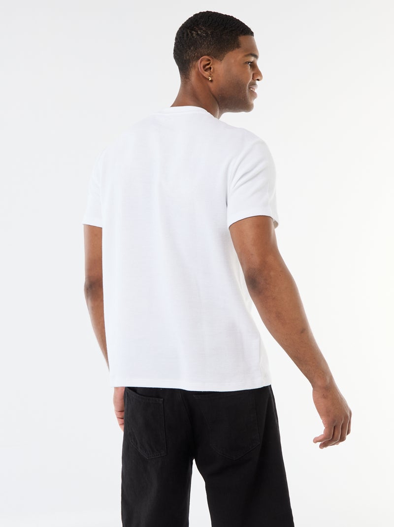 T-shirt in piqué di cotone a maniche corte Bianco - Kiabi