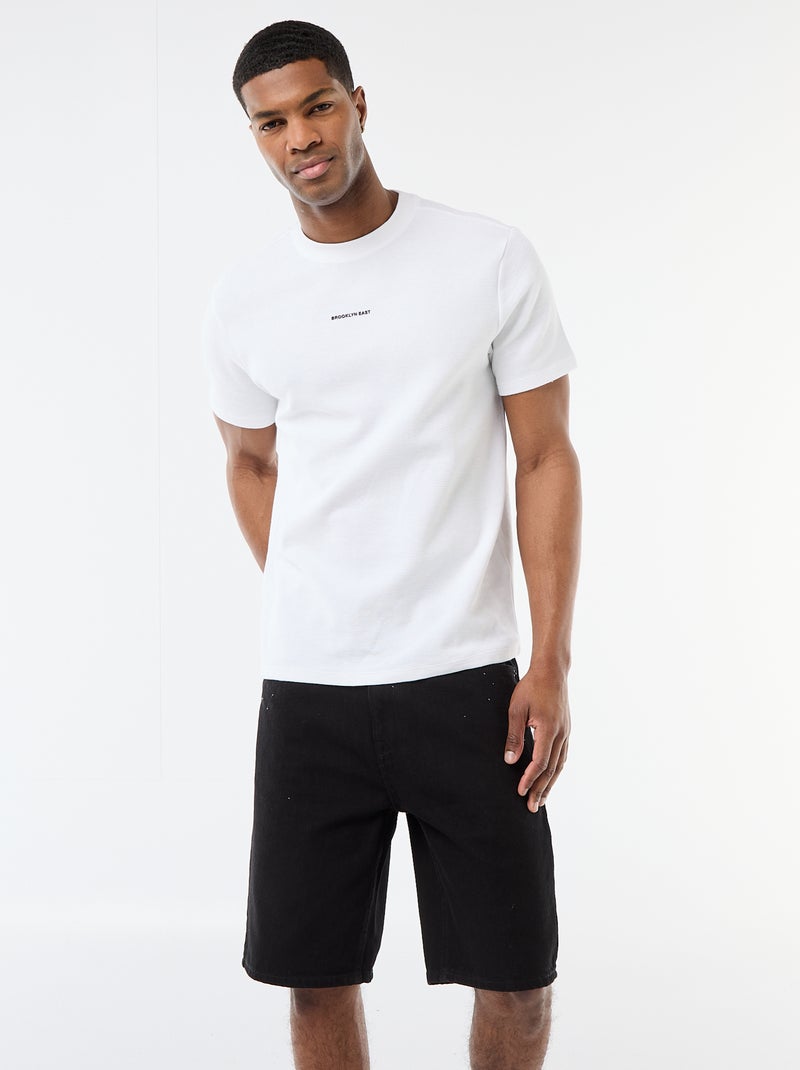 T-shirt in piqué di cotone a maniche corte Bianco - Kiabi