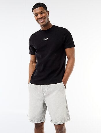 T-shirt in piqué di cotone a maniche corte