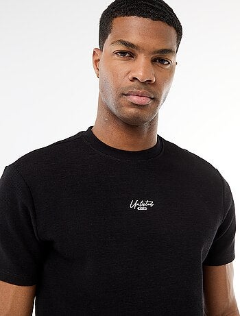 T-shirt in piqué di cotone a maniche corte