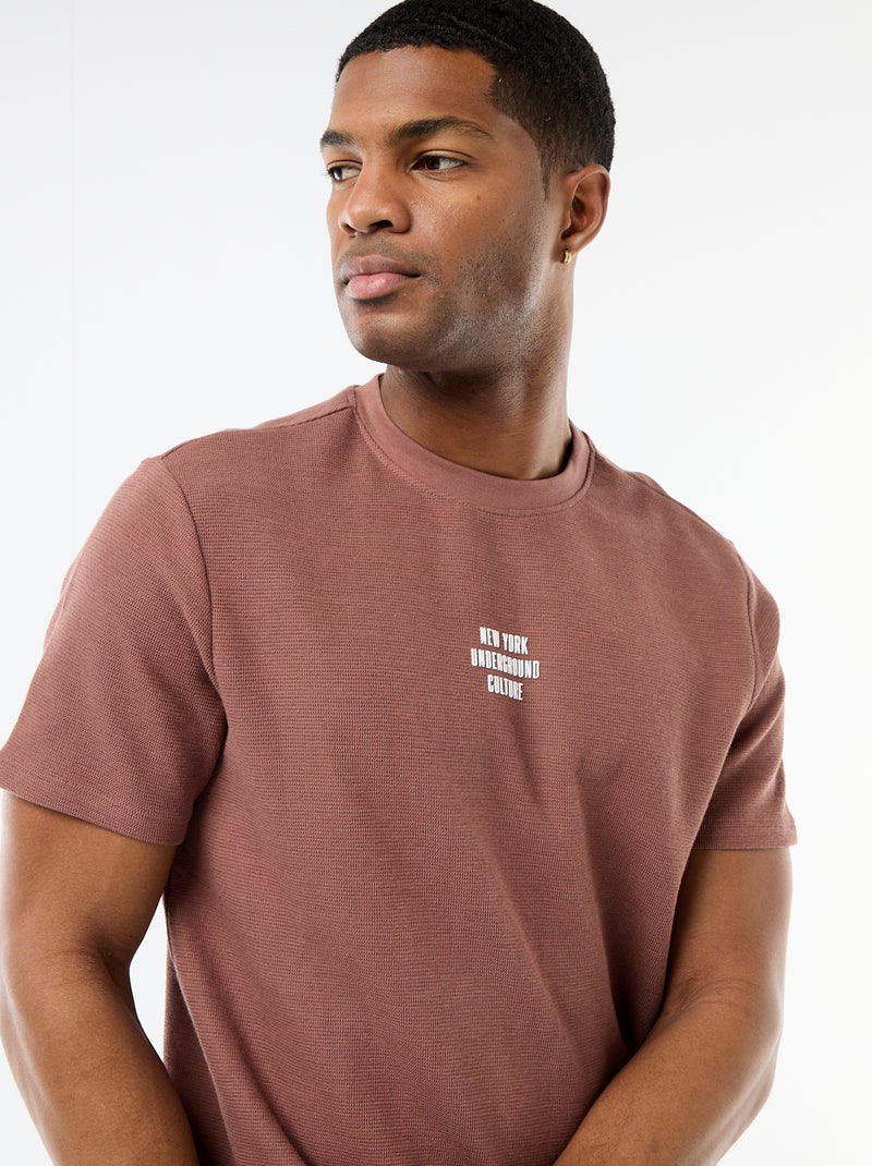 T-shirt in piqué di cotone a maniche corte Grigio - Kiabi