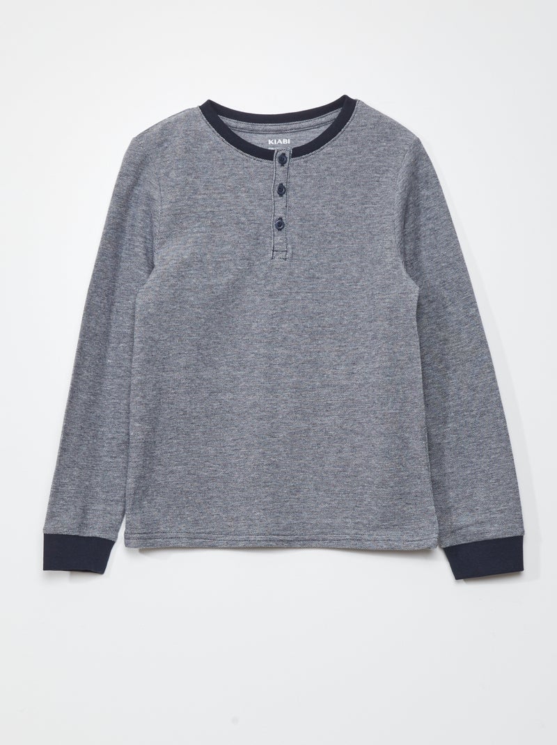 T-shirt in piqué di cotone BLU - Kiabi