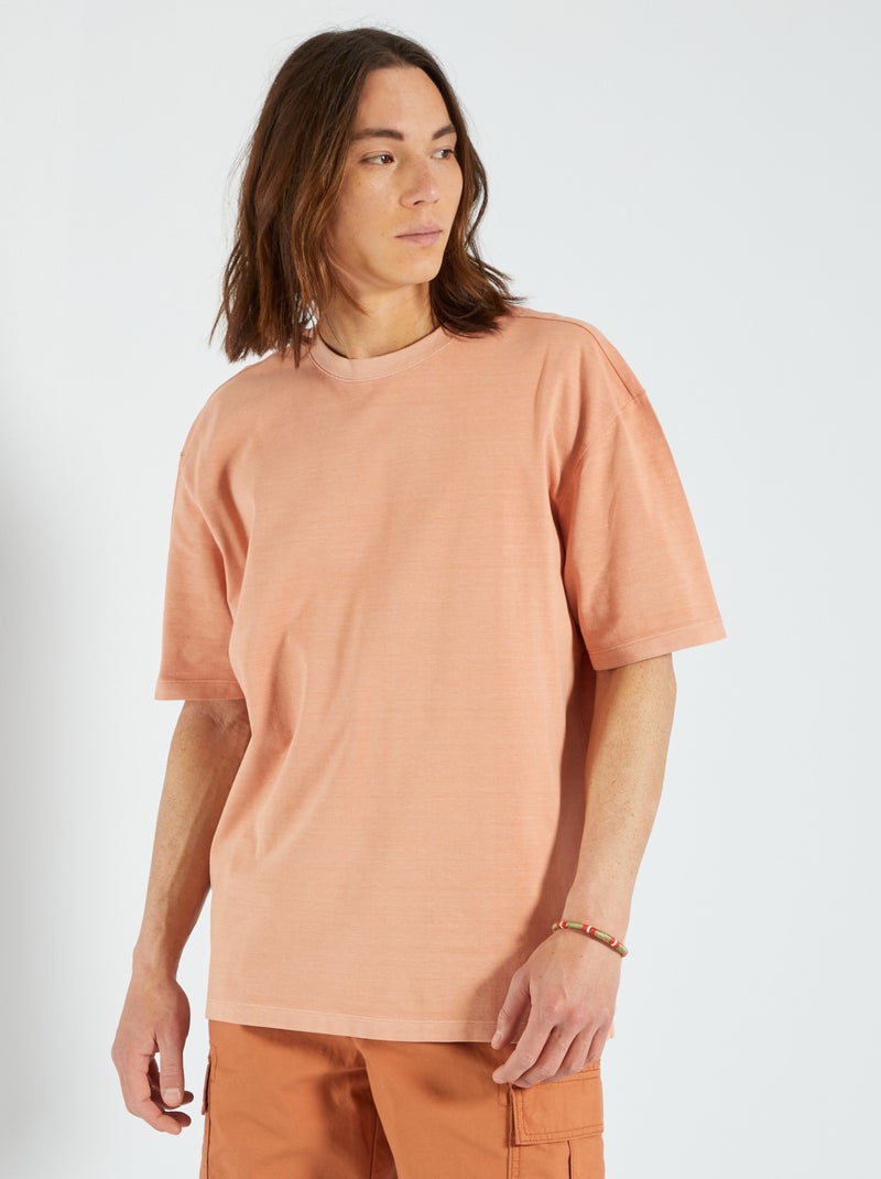 T-shirt in piqué di cotone rosa - Kiabi